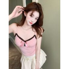 批发纯欲辣妹蕾丝拼接修身吊带背心女<b class='q'>秋</b>冬内搭打底带胸垫磨毛保暖上衣