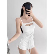 批发胸前镂空心机辣妹小吊带背心女外穿<b class='q'>夏</b>内搭美背文胸一体带胸垫上衣