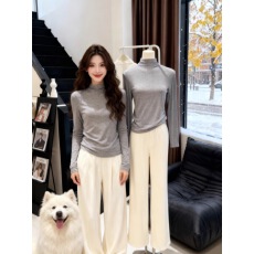 批发花灰色半<b class='q'>高领</b><b class='q'>打底衫</b>女秋冬款时尚内搭基础款超弹软糯长袖t恤