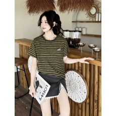 批发韩系圆领条纹短袖t恤2026夏季新款<b class='q'>胖</b><b class='q'>MM</b>显瘦时尚宽松休闲百搭上衣