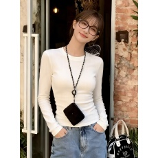 批发修身显瘦<b class='q'>打底衫</b>基础纯棉内搭韩版通勤上衣2026春季白色<b class='q'>长袖</b>t恤女