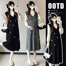 批发实拍   秋冬加厚<b class='q'>假两件</b>重工刺绣A字<b class='q'>连衣裙</b>