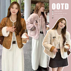 批发新款现   秋冬加厚气质双面穿加厚毛毛皮毛一体外套