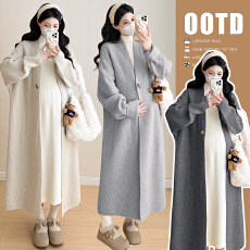 实拍  秋冬加厚气质一粒扣v领开衫外套+连衣裙