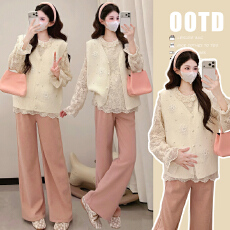 实拍xian货   2026春季娃娃蕾丝衫+珍珠马甲