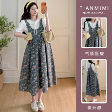 批发实拍  现  夏季新款重工复古油画花朵出片<b class='q'>牛仔</b>裙+蕾丝花边<b class='q'>衬衫</b>