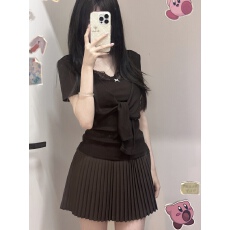 批发实拍 <b class='q'>蕾丝</b>拼接针织吊带背心外搭开衫上衣百褶裙三件套