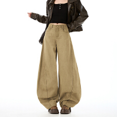 批发潮<b class='q'>裤</b>弯刀<b class='q'>裤</b>重工洗褪棉休闲藏青牛仔<b class='q'>裤</b>女廓形宽松阔腿牛仔纯棉舒适