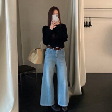 批发小个子直筒<b class='q'>牛仔裤</b>女2026年春季新款<b class='q'>韩版</b>百搭时尚显瘦九分阔腿裤子