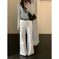 批发高腰微喇<b class='q'>牛仔裤</b>女2026年春季新款韩版宽松显瘦时尚不贴腿喇叭裤子