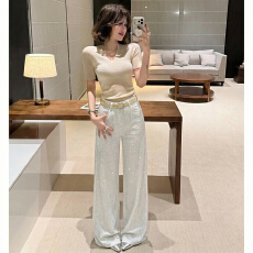 批发烫钻满天星阔腿<b class='q'>牛仔裤</b>女高腰2026年春季新款韩版百搭宽松直筒裤子