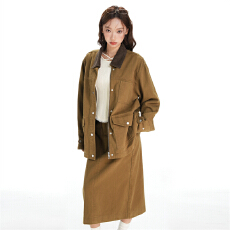 批发卡其色纯棉后腰松紧开叉半身牛仔裙26年春新款女高腰直筒遮胯显瘦