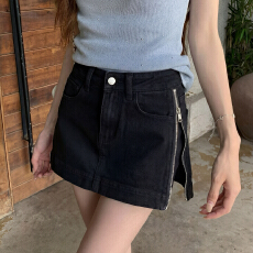 批发2026年夏时尚甜酷风<b class='q'>牛仔</b>半身裙女双侧拉链设计时髦裙裤A字包臀裙
