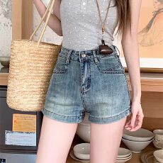 批发复古辣妹<b class='q'>牛仔</b><b class='q'>短裤</b>女2026年紧身显瘦夏季弹力<b class='q'>高腰</b>修身百搭包臀裤