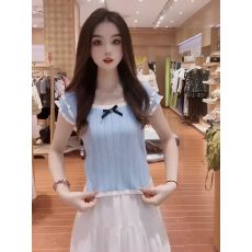 批发独特漂亮薄款针织衫女夏2026新款时尚洋气冰丝短袖气质上衣设计感