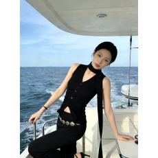 批发法式针织背心外穿女夏季新款高级设计感修身显瘦无袖V领上衣马甲