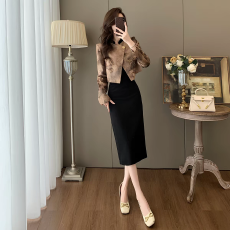批发新中式国风复古老钱风短外套女春秋新款气质<b class='q'>丝绒</b>吊带<b class='q'>连衣裙</b>两件套