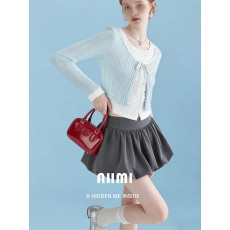 批发韩系早<b class='q'>春</b>甜美温柔蓝色开衫假两件上衣女<b class='q'>春</b>季新款长袖小衫设计小众