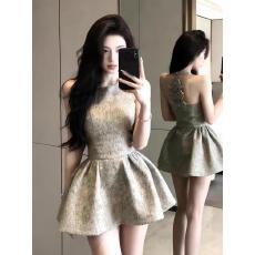 批发法式富家千金高级感背心连衣裙子女2026新款早秋小个子收腰<b class='q'>蓬蓬裙</b>