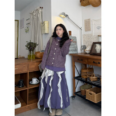 批发实拍实价 新款宽松纯色外套开衫毛衣+长袖T恤+<b class='q'>蕾丝</b><b class='q'>罩衫</b>+花苞裙