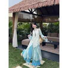 批发实拍实价 新款设计感蕾丝罩衫+百搭防晒衫+阔腿<b class='q'>裤</b>+<b class='q'>网纱</b>半裙