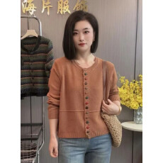 批发2026春季新款时尚圆领彩色扣子针织棉线开衫女士显瘦百搭毛衣<b class='q'>外套</b>