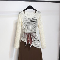 批发今年流行爆款长袖镂空<b class='q'>针织</b><b class='q'>罩衫</b>吊带女夏季2026春装新款