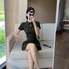 批发复古中式<b class='q'>旗袍</b>裙短款气质收腰显瘦新款国风日常高级感多巴胺连衣裙