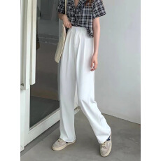 批发纯色高腰西装裤子女<b class='q'>春秋</b>运动裤宽松休闲坠感阔腿裤女九分拖地裤女