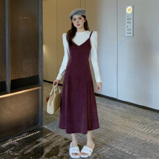 批发实拍大码女装甜美连衣裙套装胖MM显瘦遮肉气质打底衫<b class='q'>长裙</b>两件套