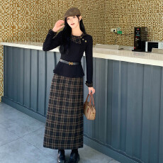 批发实拍大码女装设计感时尚套装胖MM收腰显瘦法式长袖衬衫半身裙套装