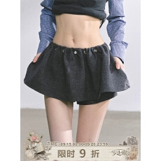 批发少也眼野生model腿%美式辣妹毛呢半身裙女秋季显瘦<b class='q'>蓬蓬裙</b>灰色短裙