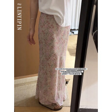 批发法式碎花雪纺半身裙女2026新款<b class='q'>夏</b>季大码显瘦休闲直筒鱼尾包臀长裙