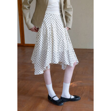 批发复古时髦不规则a字波点<b class='q'>半身</b>裙女春夏高腰气质休闲百搭<b class='q'>中裙</b>子