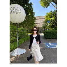 批发miu系~波点小A气质半裙女垂坠感包臀裙法式半身裙中长裙子