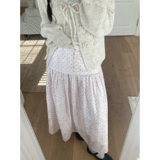 批发跳跳糖粉色波点纽扣长半裙