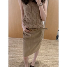 批发灰色条纹中长款百褶裙女春秋设计感半裙a字裙子