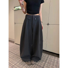 批发秋高腰显瘦休闲裤阔腿裤女慵懒风垂感拖地<b class='q'>西装</b>裤长裤