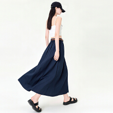 批发实拍洗水棉百褶半身<b class='q'>裙</b>女早秋2026新款高腰显瘦中长款a字大摆<b class='q'>伞</b><b class='q'>裙</b>