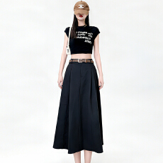 批发实拍洗水棉百褶半身<b class='q'>裙</b>女早秋2026新款高腰显瘦中长款a字大摆<b class='q'>伞</b><b class='q'>裙</b>