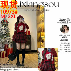 批发【斗篷小狗】微胖mm甜美风不规则毛衣针织衫叠穿上衣套装