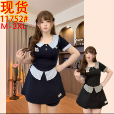批发假两件格子学院风拼接女夏韩系设计感上衣+短<b class='q'>裙裤</b>