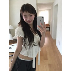 批发夏季性感V领短款衬衫