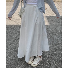 批发春夏高腰系带半身长裙