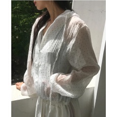 批发夏季宽松波点休闲百搭尼龙连帽拉链防风外套