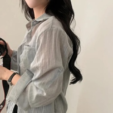 批发<b class='q'>夏</b>季小众慵懒风长袖薄款防晒衬衫