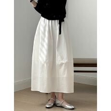 批发白色高腰灯笼花苞<b class='q'>半身裙</b>夏季中长款茧形蓬蓬伞<b class='q'>裙</b>a<b class='q'>字</b>半<b class='q'>裙</b>子