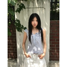批发温柔条纹木耳花边修身衬衫