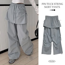 批发设计感假两件显瘦直筒休闲工装长裤