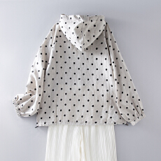 批发<b class='q'>春</b>季新款麻系列长袖连帽拉链波点卫衣外套女宽松